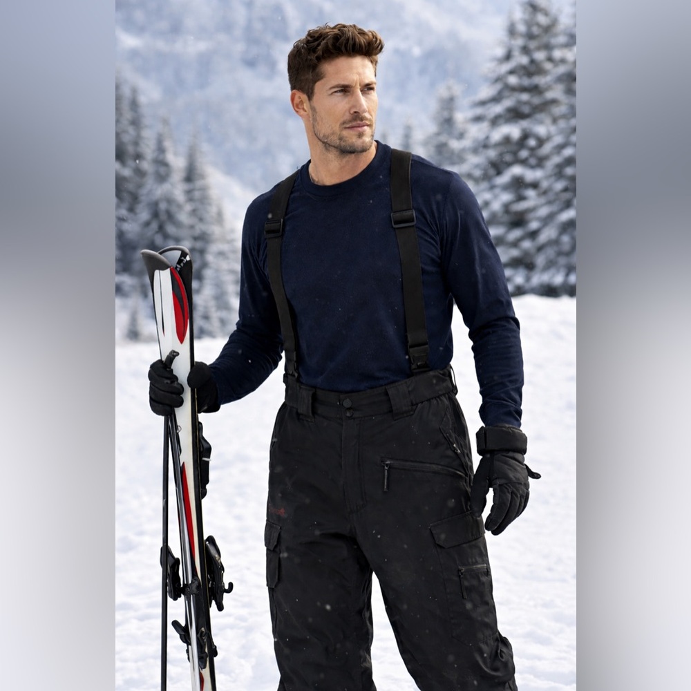 Canadian Men’s Insulated Ski Pants 2XL Waterproof Snow Pants Black
